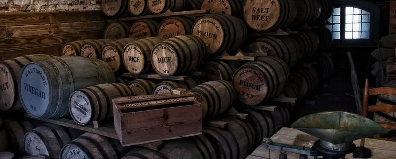 Barriles de vino en bodega tradicional